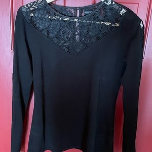 WHBM black lace knit top